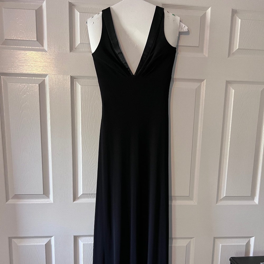 Black A-line full length evening dress